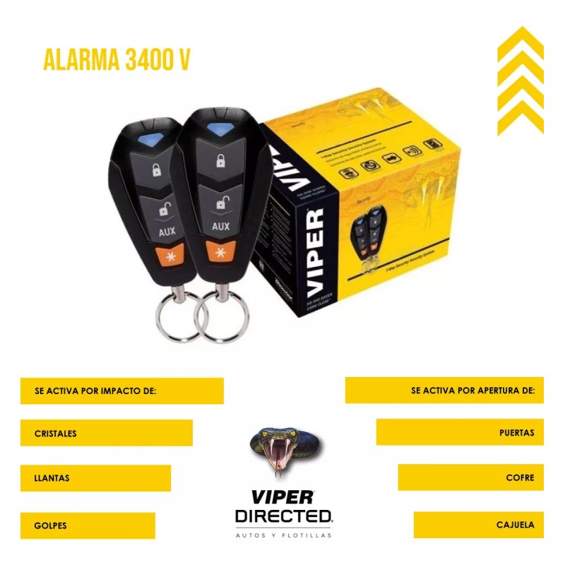 Viper Alarma Automotriz Viper 3400v Con 2 Controles Sirena Sensor
