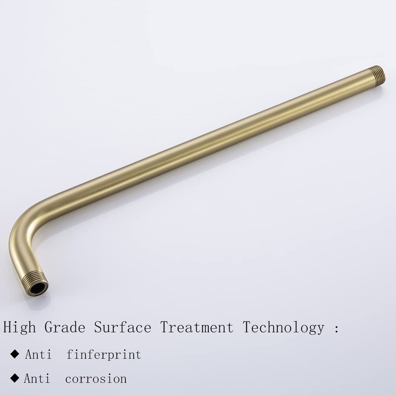 SEABEFORE 16" long sweep shower arm Wall Mounted Gold shower