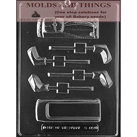 GOLF BAG AND CLUBS OPEN P/B Chocolate Candy Mold, Sports chocolate candy mold With copywrited Molding Instruction