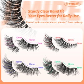 JIMIRE Half Lashes Natural Cat Eye Wispy False Eyelashes 4 Styles Mixed Short 3D Accent 3/4 Corner Lashes Soft Fluffy Faux Mink Half Eyelashes 20 Pairs Pack