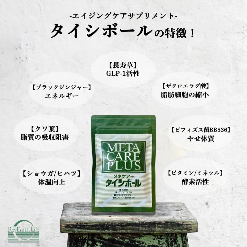 【エイジングケア】タイシボール ダイエットサポート サプリメント 長命草 ビフィズス菌 ブラックジンジャー 120粒 ［ 腸内環境 肝臓