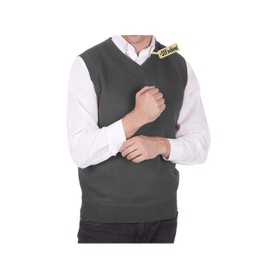 21Fashion Mens Sleeveless V Neck Knitted Slipover Sweater Adults Golf Sports Wear Tank Top Small/5X-Large Charcoal