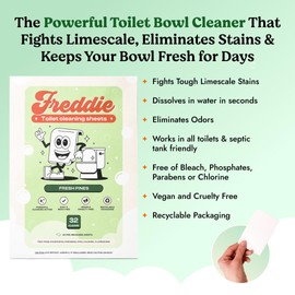 Freddie Eco-Friendly Toilet Cleaning Sheets - No Plastic Jug - Liquid-less Cleaning Strips - Parent (6 Count (Pack of 192), Fresh Pines)