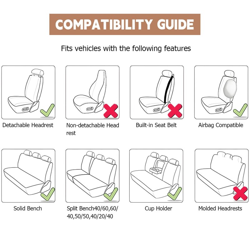 Zpana Car Seat Cover Full Sets, 9PCS Waterproof Vehicle Front