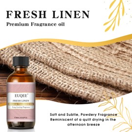 EUQEE EUQEE Fresh Linen Fragrance Oil 60ml Premium Fragrance Essential Oil for Aromatherapy, Diffusers, DIY Bath Bombs, Candle Making (2.02 Fl oz)