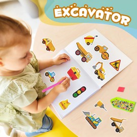 Labeol Diamond Art Kits for Kids Boys and Girls Ages 6-8-10-12 Easy to DIY Creative Diamond Art Sticker Craft by Numbers Kits for Kids and Adult Beginners (Engineering Vehicles)