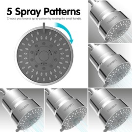 BWDM Filtered Shower Head, 2-in-1 Shower Head Filter-5 Modes High Pressure Output with 15 Stage Hard Water Shower Filter Cartridge for Remove Chlorine Heavy Metals and Other Sediments