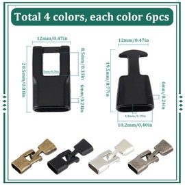 SUNNYCLUE 1 BOX 24pcs Alloy Bracelet Flat Buckle Clasps Leather Bracelet Clasps and Closures Metal Black Silver Bronze Necklace Extension Fastener Clasp for jewellery Making Bracelet Necklaces Diy Cra