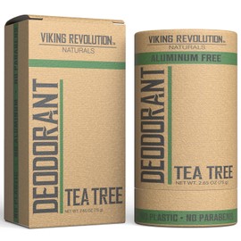 Viking Revolution Tea Tree Deodorant for Men - Deodorant Men Aluminum Free with Shea Butter and Tapioca Starch - Mens Deodorant Stain- Free and Baking Soda-Free - Natural Deodorant for Men (2.65oz)