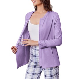 Deyeek Mastectomy Shirts with Drain Pockets Post Shoulder Surgery Tops for Women Chemo Port Long Sleeve with Zippers