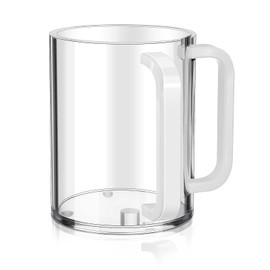 MAQUITA Judaica Hand Washing Cup with Dual Handles, 5" Acrylic Wash Cup for Jewish Ritual (White)