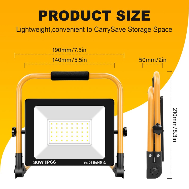 AUXTINGS Portable LED Work Spotlight 30 W 3000 LM Cool