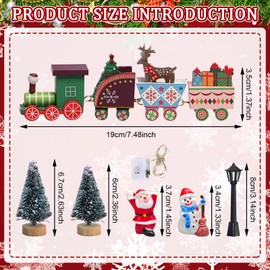 UOY Gnome Accessories Christmas Train Decoration, 7 Pieces Christmas Gnome Accessories Gnome Door Accessories with Wooden Christmas Train Christmas Mini Figures, Christmas Gnome for Table