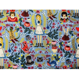 Wonderland - Rifle Paper Co - Periwinkle Metallic Fabric - Cotton+ Steel - Quilting Cotton Fabric - AB8013-002 1/2 Yard 44