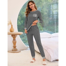 Frcdaunrs Couple Pjs Matching Sets Warm Sleepwear for His and Hers Pajama Set for Women 2 Piece Cozy Loungewear with Pockets