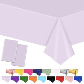 POPOYU 2Pcs Large Pale Purple Table Cloth Lilac Tablecovers,137 * 274cm Plastic Waterproof Table Covers Lilac Party Table Decoration for Baby Shower,Wedding,Bridal Shower,Birthday Party Supplies