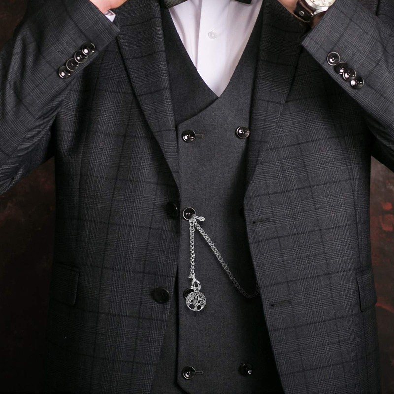 SIBOSUN Pocket Watch With Albert T-Bar Chain & Lobster Clasps