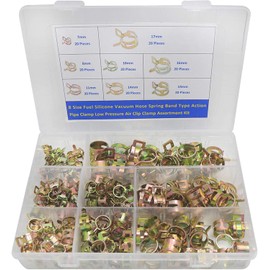 Spring Band Hose Clamps Assortment kit 7 mm - 17 mm Fuel Line Silicone Vacuum Hose Pipe Clamp 7mm 8mm 10mm 11mm 12mm 14mm 16mm 17mm Low Pressure Air Clip Clamp 160Pcs