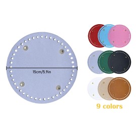 Kellegour Pack of 9 Bag Base for Crocheting Leather, Round PU Leather Knitting Bag Base, Handwoven Bag Pad with Holes, for Bag Making, 9 Colours, 15 cm, Bag Shoulder Bags DIY Accessories