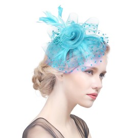 AQOKKA Women Fascinators Hats Kentucky Derby Flower Mesh Feather Fascinators with Headband and Clip Tea Party Headwear for Women and Girls
