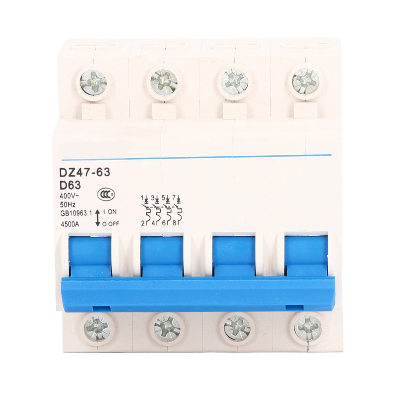 4P Miniature Circuit Breaker DIN Rail Mount Low Voltage Overload