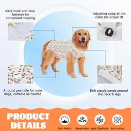 DoggieKit Dog Surgery Recovery Suit, Anti-Licking Postoperative Shirt for Female Spay Male Neuter, Breathable Onesie Soft Bodysuit for Abdominal Wound Skin Disease, Professional Alternative to Cone