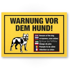 Komma Security Warning of the Dog Sign Multilingual Sign Weatherproof Dog Sign Garden Gate Driveway Gate The Front Door Sign Deterrence Warning Sign Burglary Protection