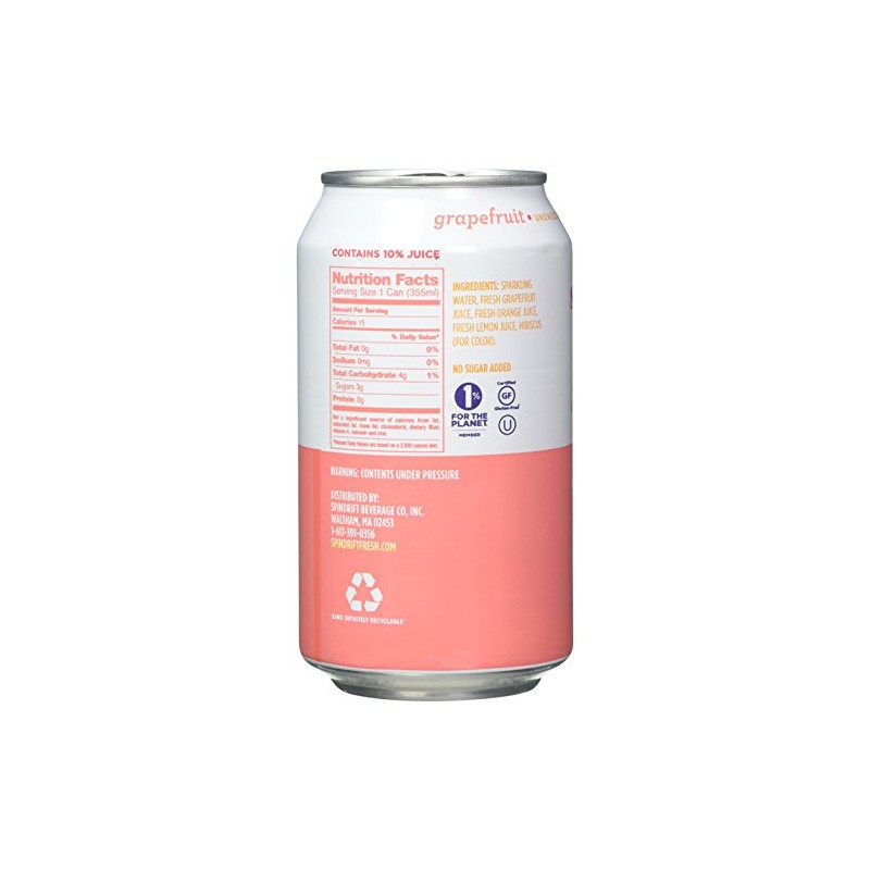 Spindrift Sparkling Water, Grapefruit, 12 Fl Oz