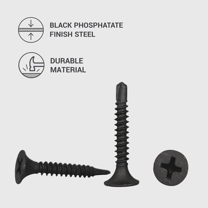 (Pack of 100) Drywall Black Phosphate Carbon Steel 3.5 x