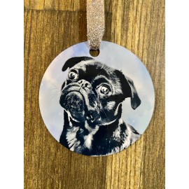 Handmade Black pug Christmas ornament