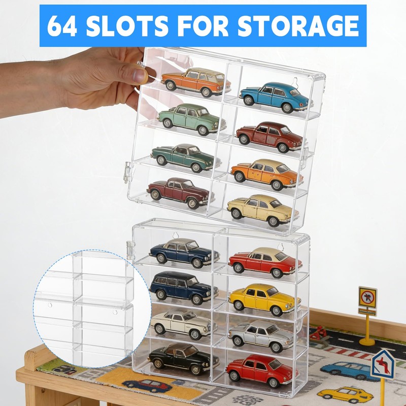 for 64 Slot 1/64 Scale Matchbox Wheels Toy Car Display
