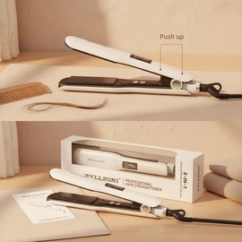 WELLZONI Flat Iron Hair Straightener - 1.4" Wide Plate, 15s Fast Heating with 37 Temp Settings 122-450°F, Dual Voltage Ionic Ceramic Flat Iron for All Hair Types with Auto Shut-Off