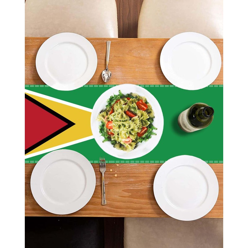 Guyana Table Runner,Guyanese Flag Tablecolth for Dining Home Decor