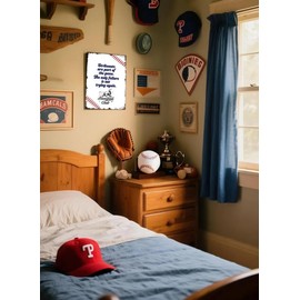 Inspirational Baseball Tin Sign Vintage, "Strikeouts are part of the game,the only failure is not trying again" Wall Art Decor Gift for Baseball Fans, Coach,Boys' Bedroom, Sports Room- 8 x 12 Inch