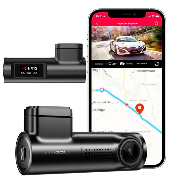 LINGDU 4K Dash Cam Front, WiFi Dash Camera for Cars, Built-in GPS, Car Camera Dash with 0.96" mini screen Parking Monitor, Super Night Vision, 170° Wide Angle, App Control, G-Sensor(D500)
