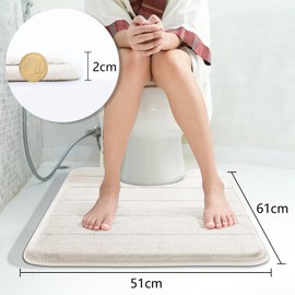 Yimobra Non Slip Bath Mat, 24 x 20 Inch, Super Water Absorption, Thick, Machine Washable, Easy Dry, Bathroom Rug - Cream