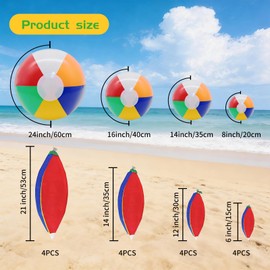 Ukontagood 16 Pack Assorted Inflatable Beach Balls (8", 14", 16", 24"), Rainbow Beach Balls Colorful Blow Up Sport Balls for Swimming Pool, Beach, Summer Party Decor & Outdoor Activity