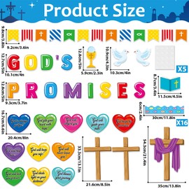 gisgfim Christian Bulletin Board Decorations Set Religious God’s Promises Paper Cutouts Colorful Heart Bible Bulletin Board Decor for Classroom Christmas Sunday School Chalkboard Wall