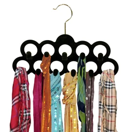 Velvet Scarf Storage Organizer for Closet (Pack of 3), Black | by Home Basics | Scarf Holder for Scarves and Ties | Slim Scarf Hangar Useful for Belts and Jewelry