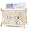 Mkono Macrame Magazine Rack Boho Storage Holder Standing Basket for