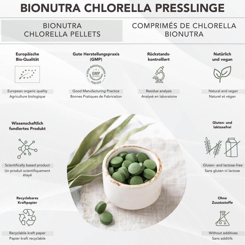 BioNutra Organic Chlorella Pellets without Additives, Residue-Controlled, Membrane Broken