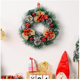 30cm Christmas Wreath Xmas Garlands Reusable Door Artificial Christmas Wreath for Fireplace Front Door Grave Staire Xmas Tree Garden Yard Thanksgiving Christmas Decor