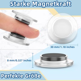 FINDMAG Strong Magnets, Transparent Magnets for Magnetic Board, Fridge Magnets, Whiteboard Magnets for Crafts, Fridge Magnets for Classroom, Office, Photo, Paper (Pack of 45 in White)