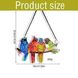 Zayookey Mehrfarbige Vögel Buntglas Sonnenfänger Fensterdekoration Sun Catcher Fenster Hängen Vogel Fensterbehang Suncatcher Ornament Dekoration für Fenstern Terrasse Wand Garten (25,9 cm x 18 cm)
