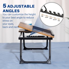 Laptop Desk for Bed Couch, Adjustable Foldable Bed Table with Cup Holder, Breakfast Serving Tray, Portable Laptop Lap Desk Stand for Working Reading Writing Eating Gaming in Bed Sofa Floor