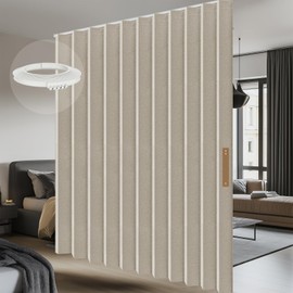 100% Blackout Room Divider Curtains - Total Privacy Curtain Panel, Thermal Insulated Noise Reduction Curtain for Bedroom Windows, Include Ceiling Curtains Track(Cream White, W100 x L108, 1 Pack)