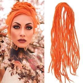 Shinon Dreadlocks Extension 22 Inch Double Ended Dreadlocks Extensions Dreads for Braiding 15 Strands Orange 40 Handmade Wool Hip-Hop Reggae Braid In Dreads Dreadlock Extensions for Women