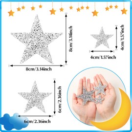 BENBO 12 Pieces Star Shape Rhinestone Patches Applique Iron on Patches Glitter Rhinestone Shiny Star Patches Appliques Glitter Repair Patch for Clothing Jeans Repair Decoration (3 Sizes)