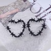 Iaceble Punk Thorn Heart Dangle Earrings Black Heart Hoop Earrings