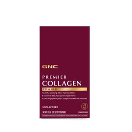 GNC Premier Collagen Powder, with 6 Essential Beauty Support Ingredients, Unflavored, 20 Stick Packs